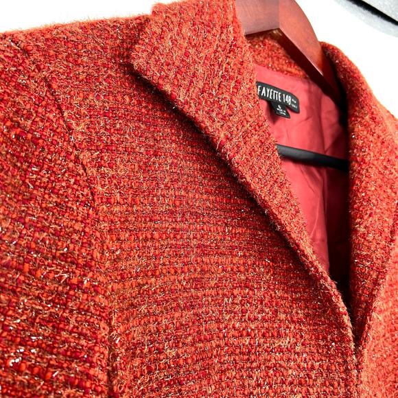 Lafayette 148 Womens 6 Wool Blend Super Sparkly Burnt Orange Blazer Jacket Top - Picture 7 of 10